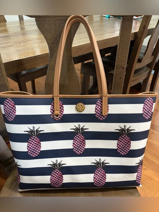 Tory Burch Kerrington Striped Pineapple Tote