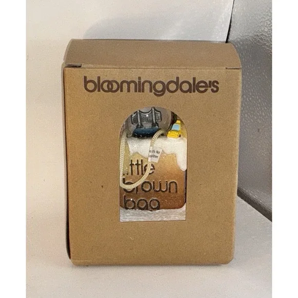 Bloomingdale's Little Brown Bag Christmas Tree Ornament with Mini Snowglobe