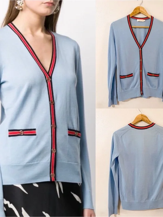 Tory Burch |‎ Madeline Colorblock Merino Wool Cardigan