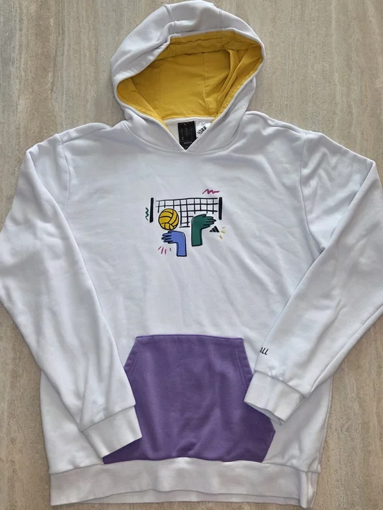 Adidas Volleyball Graphic Retro Hoodie White & Purple Medium Like New