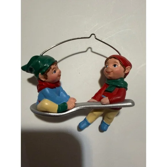 Vintage Style Elves on a Spoon‎ Christmas Ornament Colorful Resin Gnome Decor