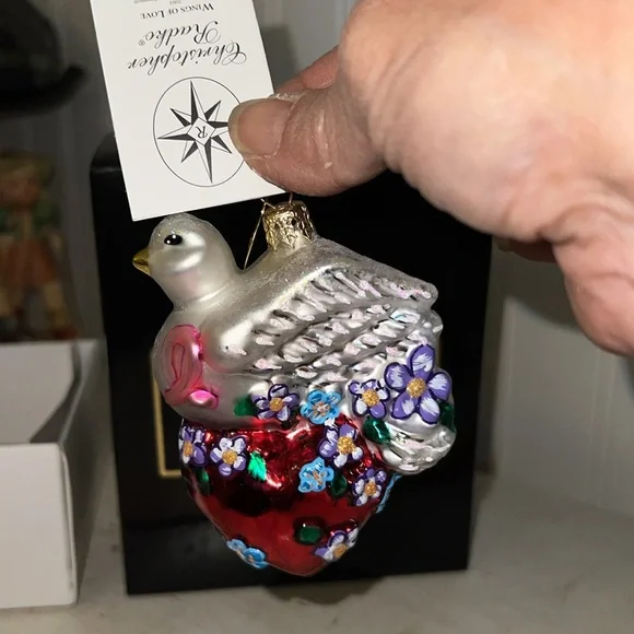 Christopher Radko Wings of Love Ornament dove heart with tag & box