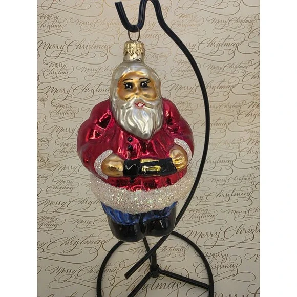 Christopher Radko Mr Mrs Claus 1996 Double Sided Glass Christmas Ornament 6
