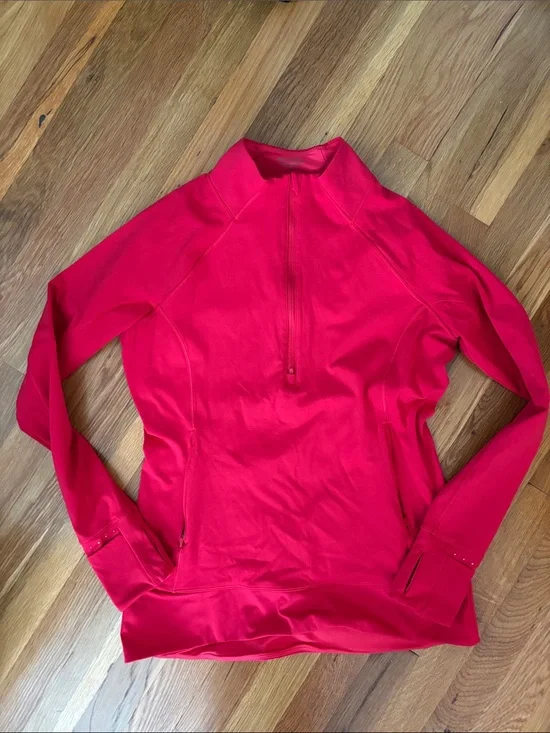 Athleta Bright Red Quarter-Zip Performance Pullover
