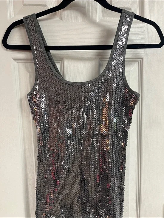 Express Silver Sequin Tank Top