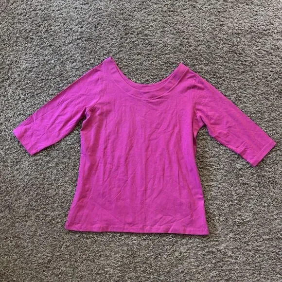 The J.peterman company women's 3/4 sleeve top size Large Pink Boat Neck