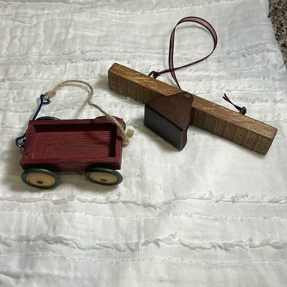 Wooden cart and see/saw ornaments