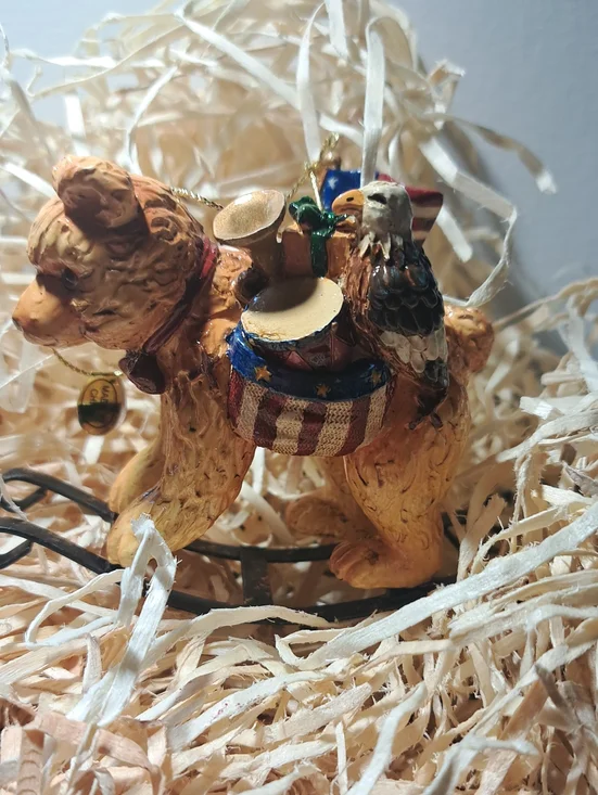 Patriotic Brown Dog Ornament with Eagle Accent