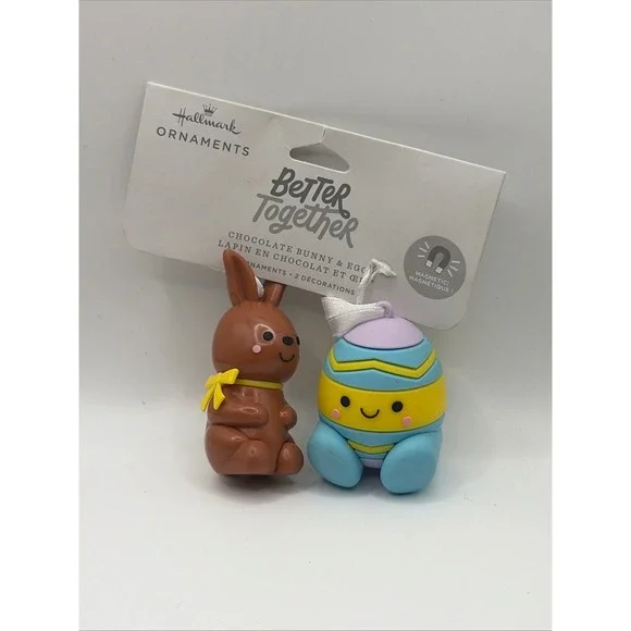 Hallmark Better Together Chocolate Bunny and Egg Magnetic Ornaments 2-Piece Set