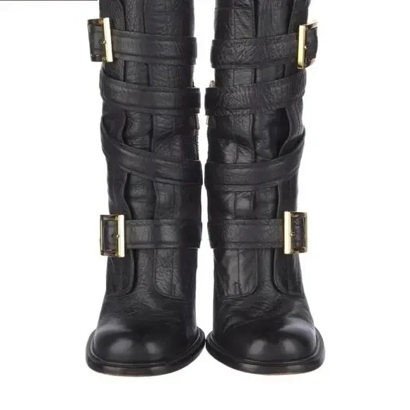 Tory Burch Jaden Black Pebbled Leather Boots