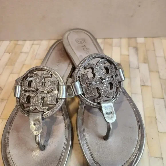 Tory Burch Miller Pavé Medallion Thong Sandals