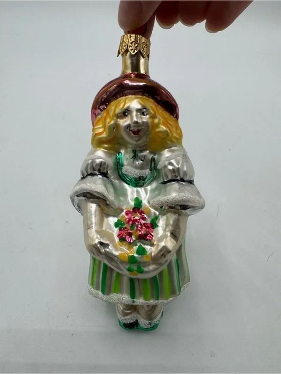 Vintage Taron Collection Flower Girl Christmas Holiday Glass Ornaments