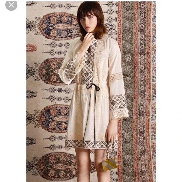 Tory Burch Carlotta Lace Trimmed Embroidered Cotton Voile Mini Dress Prairie 8
