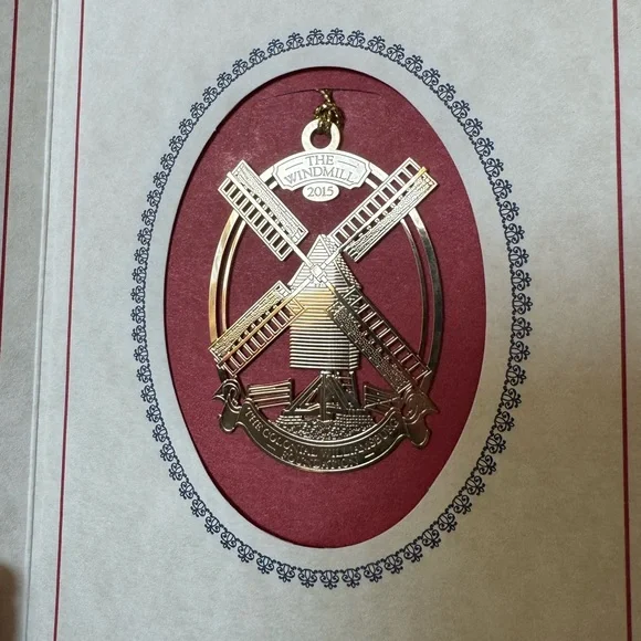 Colonial Williamsburg Windmill Collectible Gold Ornament 2015