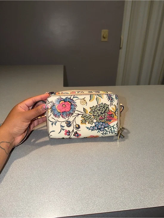 Tory Burch Floral Print Cream Crossbody Bag