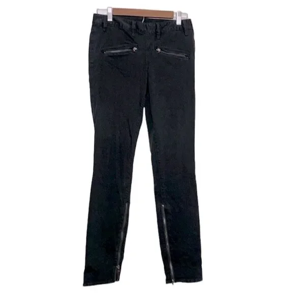 Tory Burch Skinny Black Stretch Side Zipper Jeans 27 Denim Luxury Casual‌‌‌‌‌‌