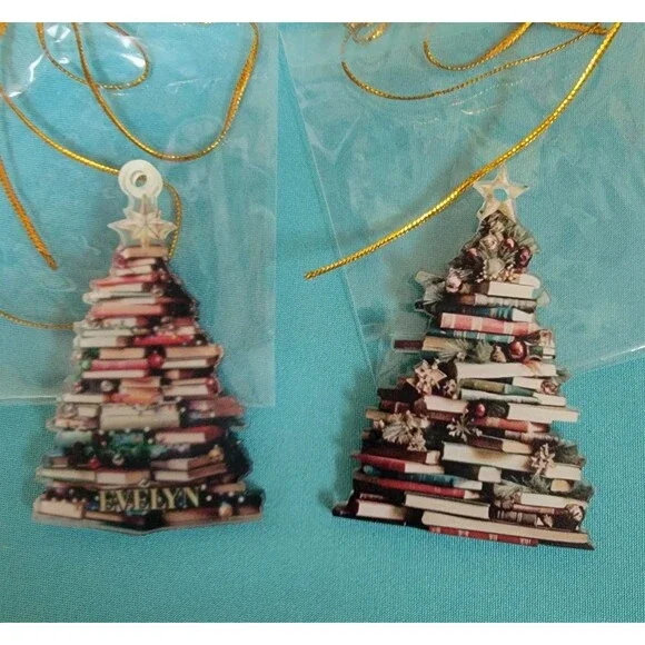 Book Lovers Bookish Christmas Tree Ornaments Lot Of 2 Evelyn 4