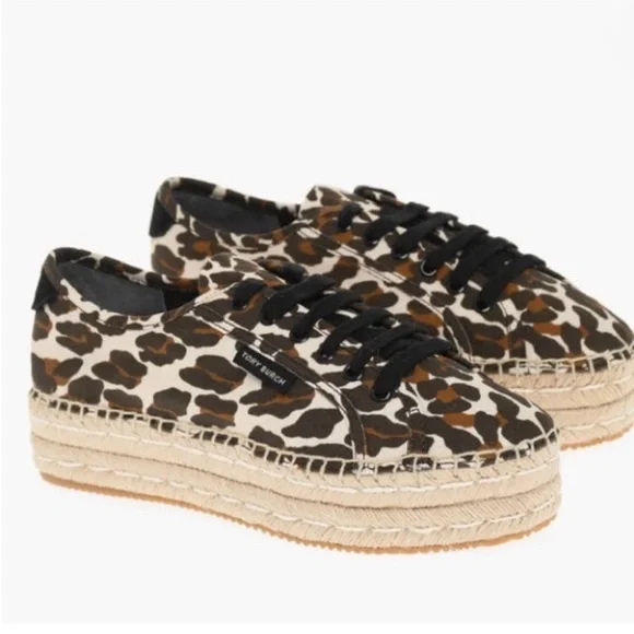 Tory Burch Black and Brown Espadrille Sneakers