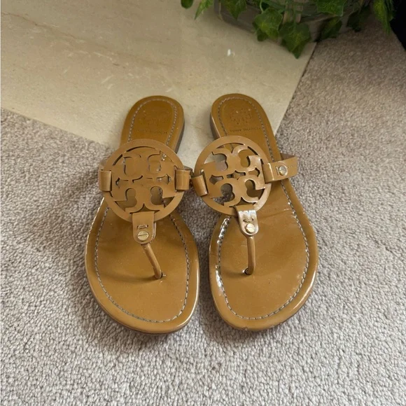 Tory Burch Miller Leather Sandals Tan