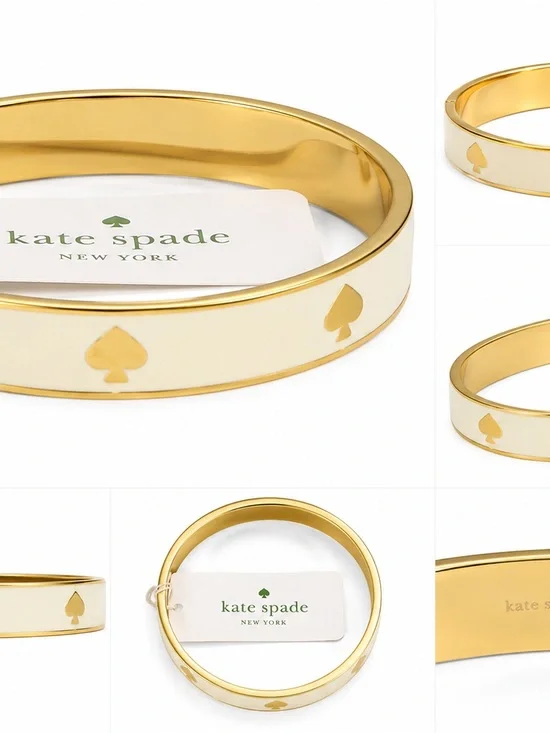 kate spade cream enamel and gold spade bangle bracelet