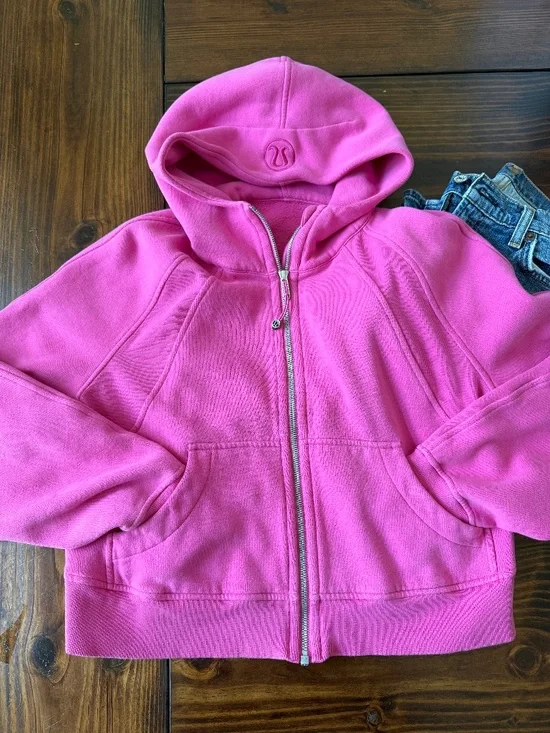 Lululemon Scuba Oversized Full Zip Hoodie in Sonic Pink - Size XS/S