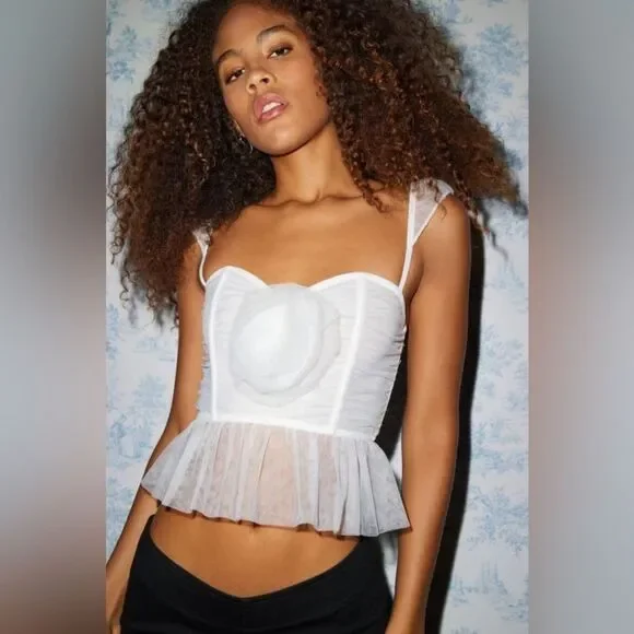 Urban Outfitters Out From Under Roseabel Tulle Rosette Corset Size Small