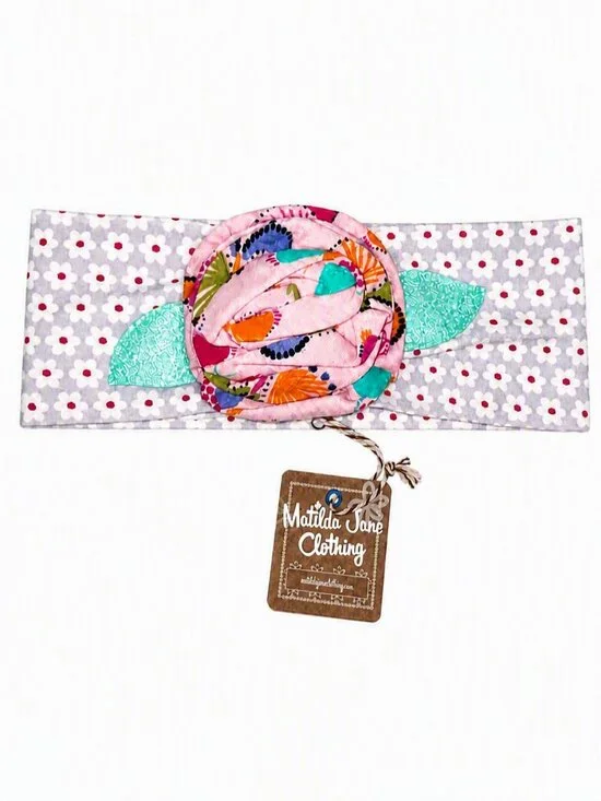 Matilda Jane Daisy Headband Pink Rosette Mint Leaves Lavender Floral OS NWT