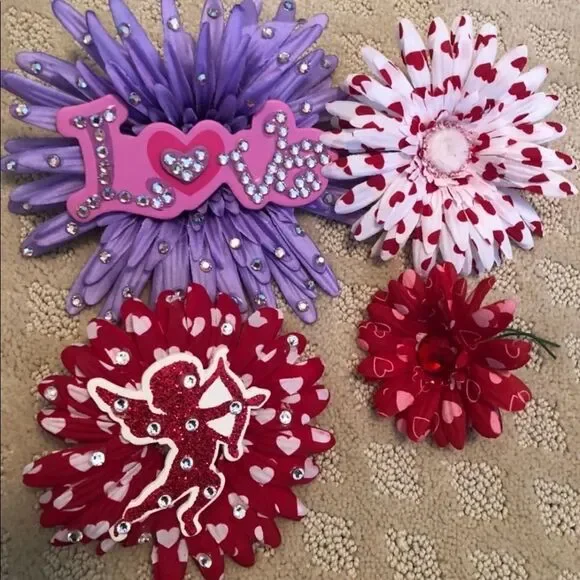 VALENTINE’S DAY DIY Handmade Flower Hair Bows Clips