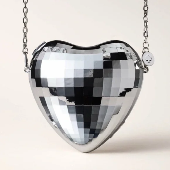 Kate Spade X Target Silver Reflective Disco Heart Crossbody Bag