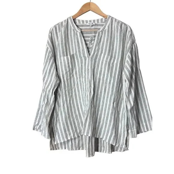 Madewell Linen-Blend Lakeline Popover Shirt distant grove new