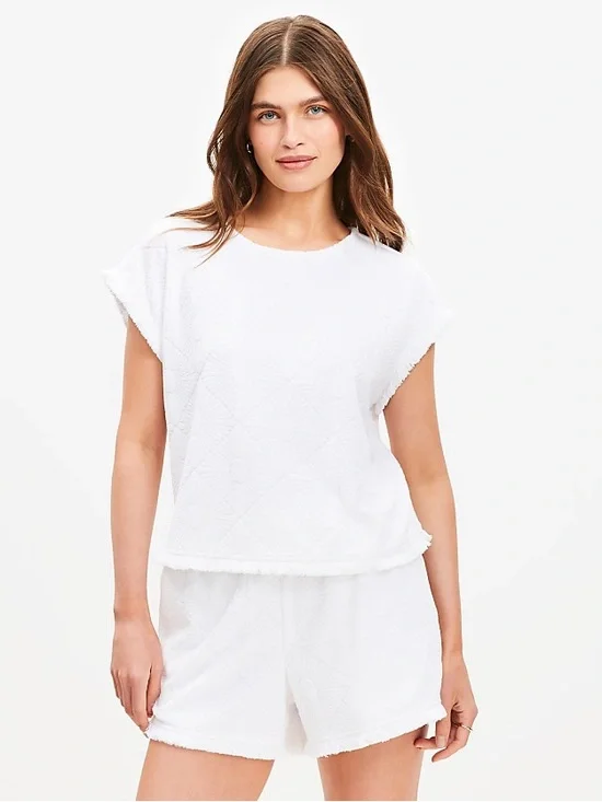 LOFT Beach Fringe Terry Top Tee NWT S