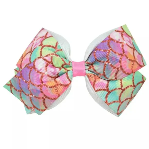 Mermaid Girls Hair Bow Clip 4.5 Inches