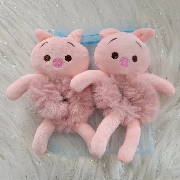 Set of 2 Plush Piggy Scrunchies
