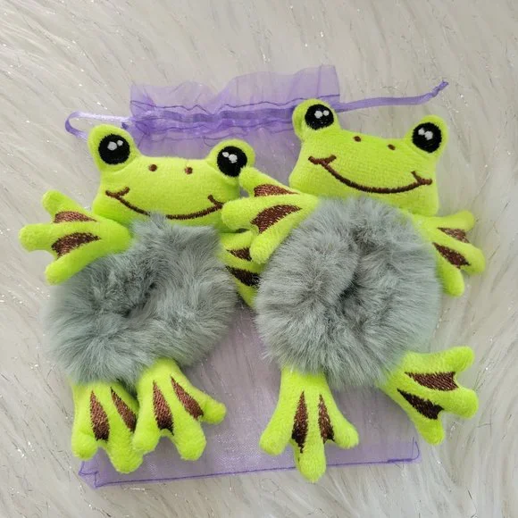 Set of 2 Plush Frog Scrunchies