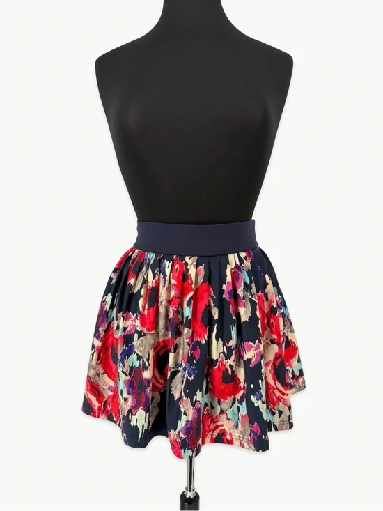 Kate Spade High Waist Pleated Swim Skirt Cover Up Navy Floral NWT Size Small