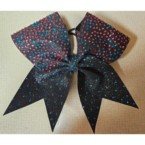 Cheerleading Bows Sparkly Rhinestone Black Pink Blue