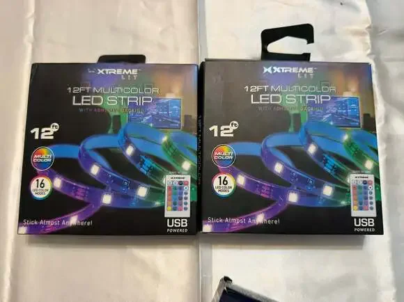 Lot of 2 Xtreme Lit 12FT Multicolor LED Strip with Adhesive Backing and Remote