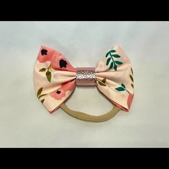 Handmade Floral Bow on stretch headband