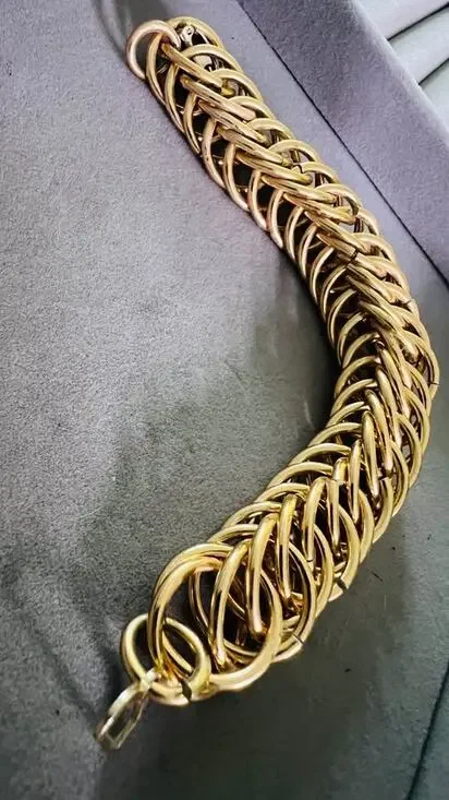 Vintage Trifari Gold-Tone Woven Chain Statement Bracelet Chunky Designer Jewelry