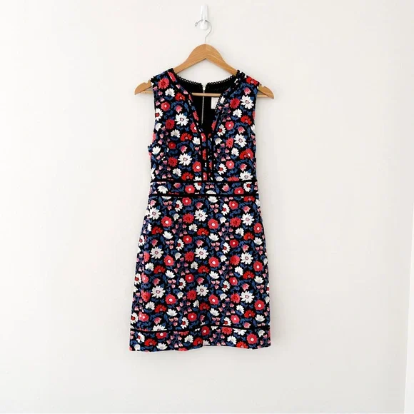 Kate Spade Navy Pink Daisy Jacquard Mini Sheath Dress Size 6