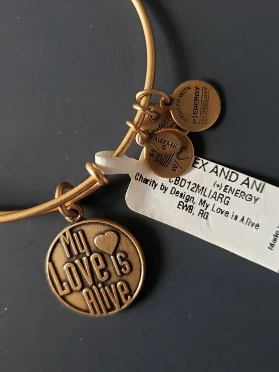 NWT Alex and Ani My Love is Alive Bangle Gold 747