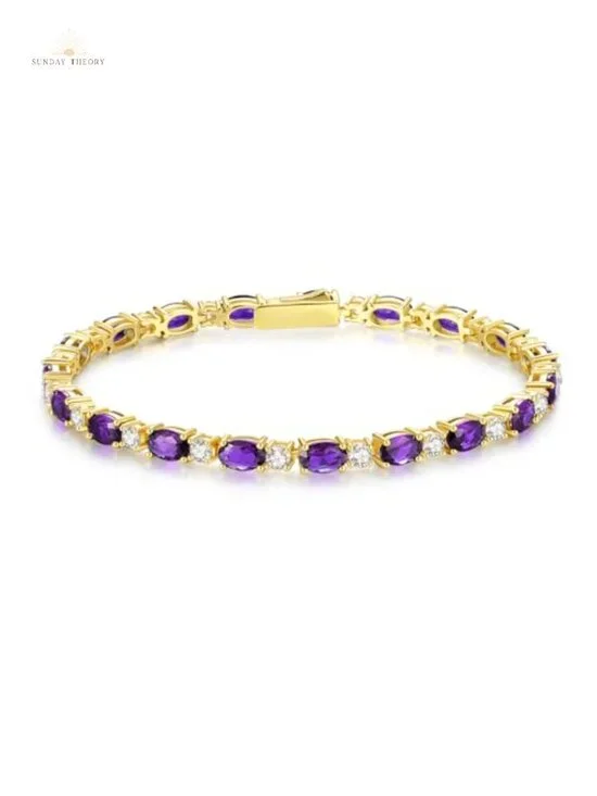 Sterling Silver 14K Gold Plated Tennis Bracelet Women 7
