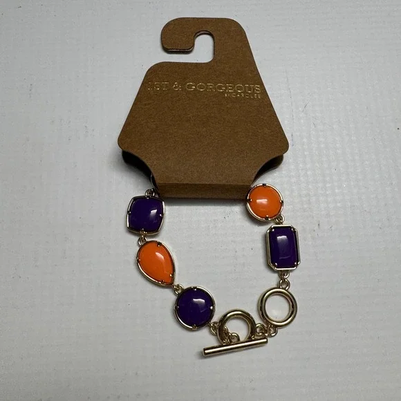 Wholesale Lot of 9 NEW Carolee Purple Orange‎ Stone Gold Tone Toggle Bracelet