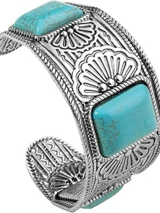 NEW Turquoise Cuff‎ Bracelet Handmade Boho South Western Country Cowgirl Bangle