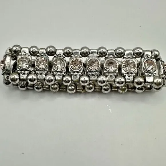 Light Pink Rhinestone Stretch Bracelet Unbranded Silver tone Retro