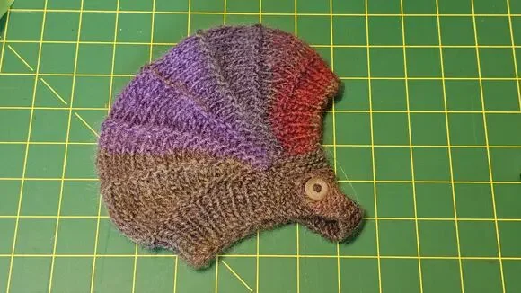 Handmade Knitted Baby Bonnet Hat Earflap Cap Purple Burgundy Ombre Button