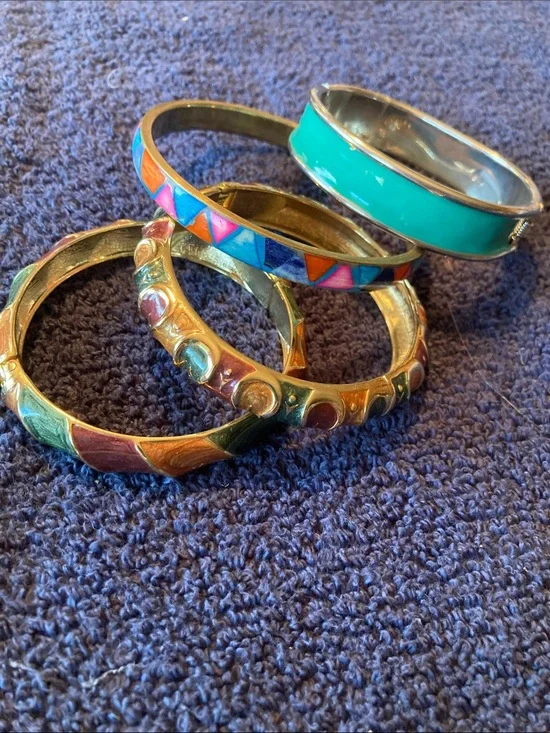 Multicolor Enamel Bangle Bracelet Set - Lot of 4