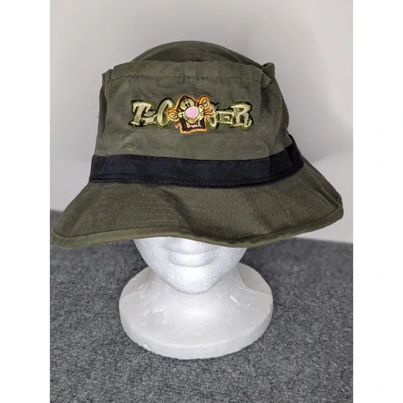 Vintage Mickey‎ Bucket Hat Adult One Size Green Disneyland Tigger Embroidered