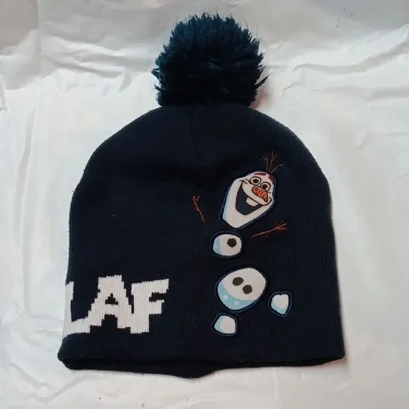 Disney Frozen Olaf Kids Navy Blue Beanie with Character Design 11/2-4Y