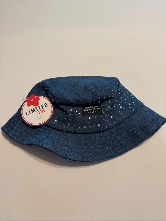Limited Too Dark Blue Denim Bucket Hat with Rhinestones